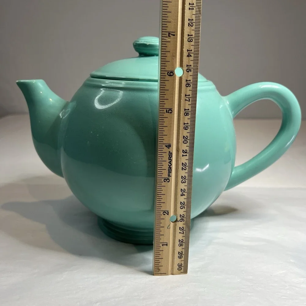 Vintage Cracker Barrel Tea‎ Pot Blue Ceramic Aqua Green